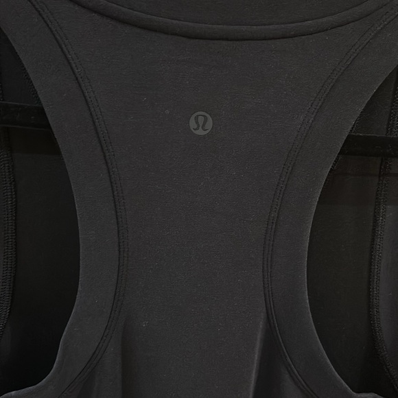 Lululemon black very long v-neck stretch dress. Slit front. - Picture 3 of 4